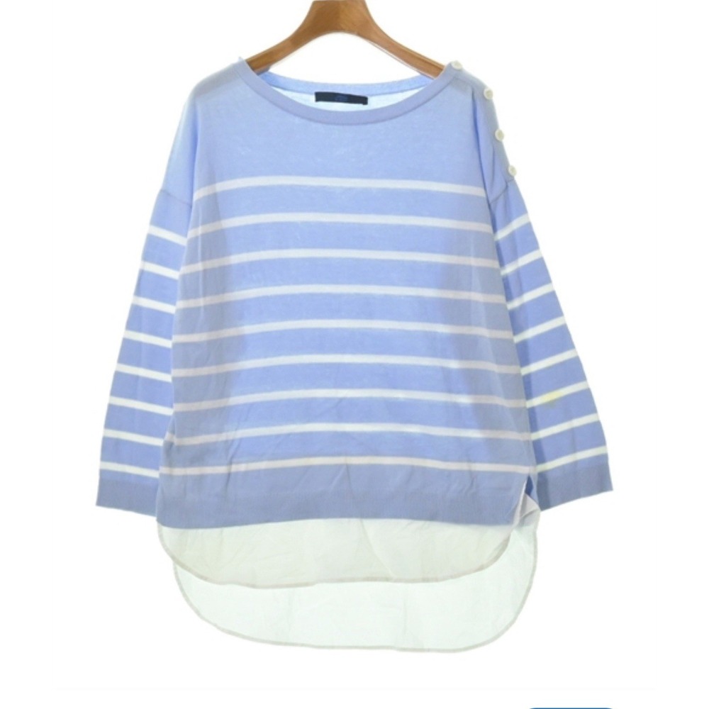 Blue Les Copains Striped Sweater Large Tunic Faux Layered Old Money Nautical